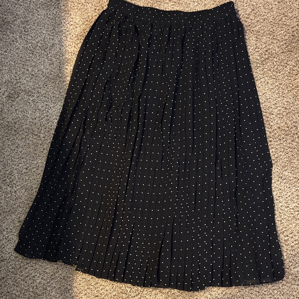 Joe Fresh Black A-Line Skirt with White Dots